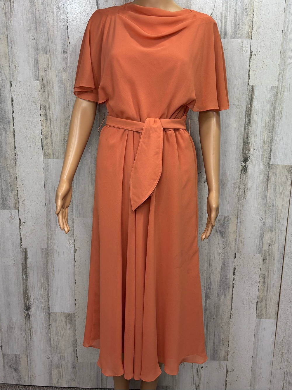 Vintage Apricot / Coral Polyester‎ Day Dress